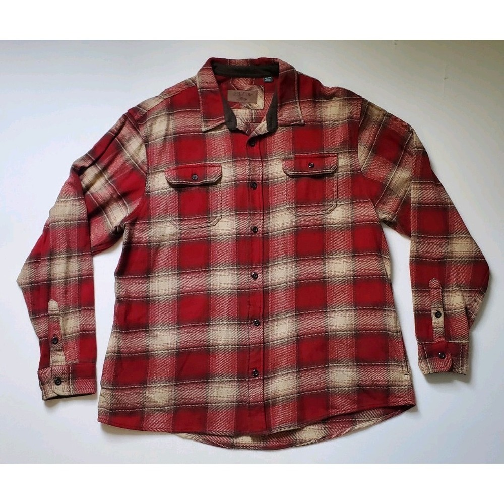 Orvis Flannel Long Sleeve Shirt Mens XXL Red Plaid 100% Cotton Button Up Pockets